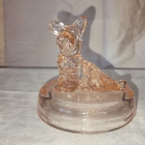 Vintage 1940's Depression glass Scottish Terrier bowl cover.